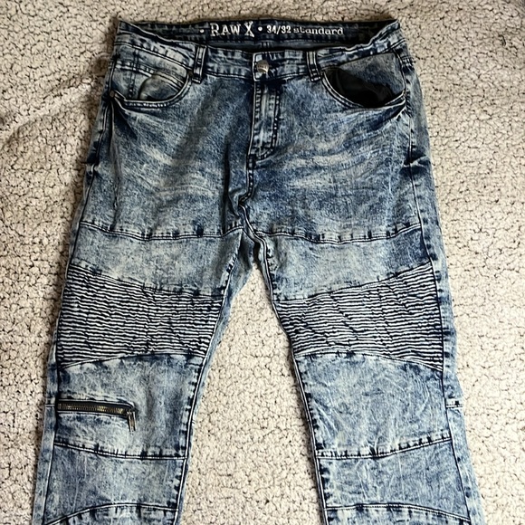 RAW X Men’s 34x32 Standard Jeans Washed Streetwear Style Rue 21 Jeans W Zippers - Picture 3 of 5